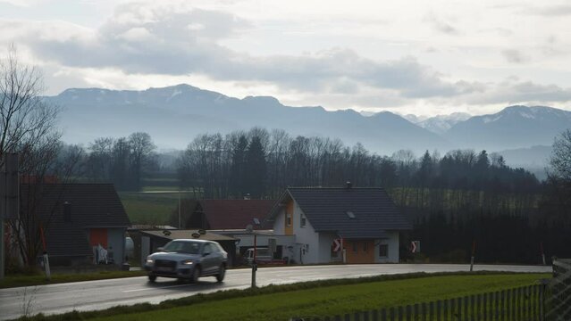 street at foothill of the alps in Upper Austria