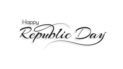 Happy Republic Day Typography. Hand drawn modern vector calligraphy. Simple inscription with swashes, wavy lettering text. Design for holiday greeting card and Social Media Cover