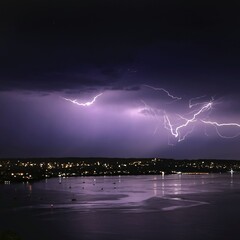 lightning over the sea