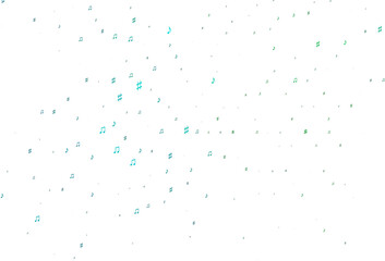 Light Blue, Green vector pattern with music elements.