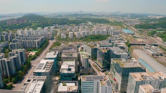 [korea drone footage] seoul city landscape, Seoul, Korea, sang-am
