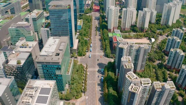 [korea drone footage] seoul city landscape, Seoul, Korea, sang-am
