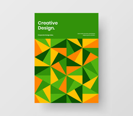 Multicolored brochure A4 design vector concept. Abstract geometric hexagons corporate identity layout.