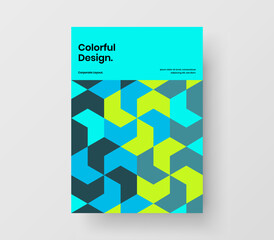 Fresh book cover A4 vector design illustration. Unique mosaic shapes corporate brochure concept.