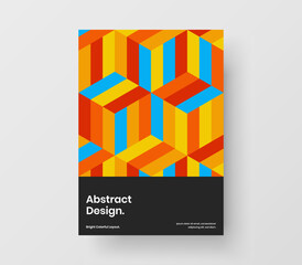 Minimalistic journal cover vector design layout. Trendy geometric hexagons leaflet illustration.