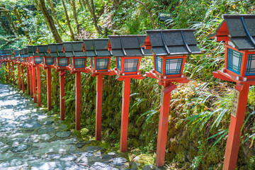 Fototapeta na wymiar 京都の貴船神社の灯篭階段