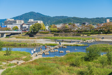 京都の鴨川デルタの風景