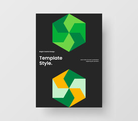 Fototapeta premium Bright mosaic hexagons poster illustration. Modern company brochure A4 design vector concept.