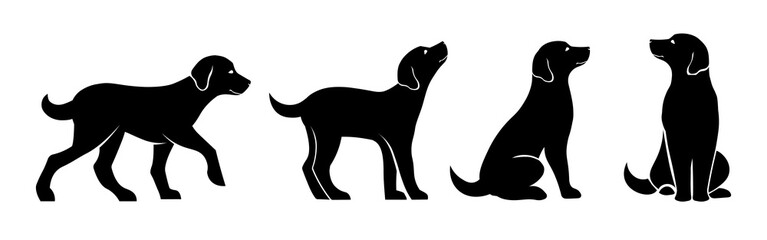 Set of dogs. Silhouette of a puppy. Vector illusttration.