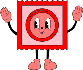 Retro condom mascot character -. 40s, 50s, 60s old animation style. Safe sex,birth control and...