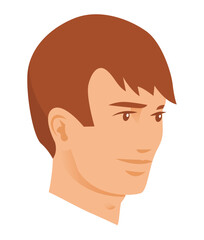 Portrait of a young man. Human head. Flat vector illustration isolated on white background