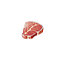Cartoon marbled steak isolated on white background. Steak vector illustration.