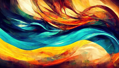 abstract colorful orange yellow blue background with waves Ai generative	