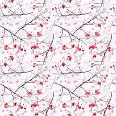 Watercolor twigs in a seamless pattern. Can be used as fabric, wallpaper, wrap.