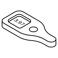 Sugar test machine icon, linear design of glucometer