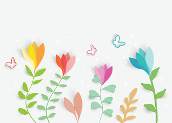 Paper flower. Colorful, bright flowers are cut out of paper.