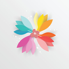 Paper flower. Colorful, bright flowers are cut out of paper.