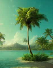Island Palm Tree - Generative AI