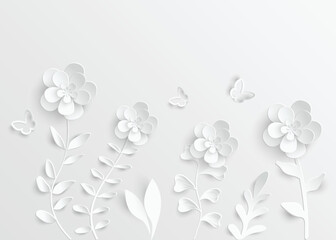 Paper flower. White roses cut from paper.  Wedding decorations.
