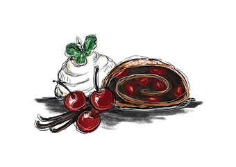 Cherry - poppy seeds strudel