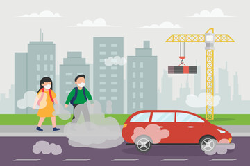 pollution from the exhaust of cars in the city