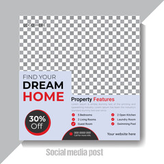 Real estate house social media post or square banner template


