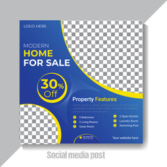 Real estate house social media post or square banner template

