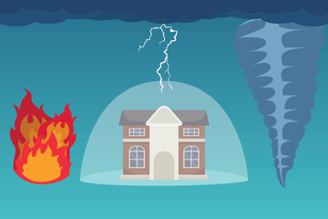 House or property protection from disaster vector concept