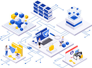 Data Economy Isometric Flowchart