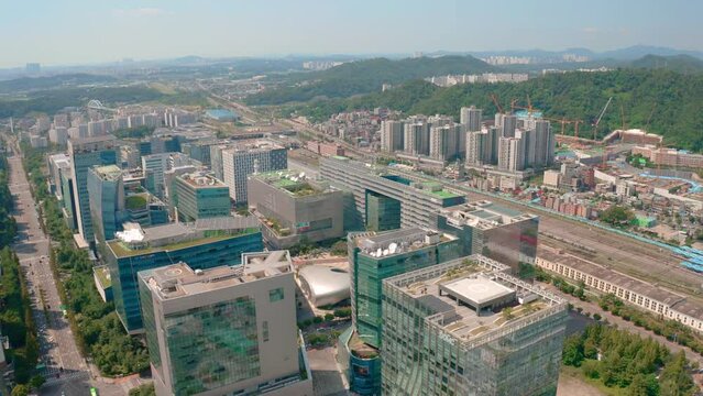 [korea drone footage] seoul city landscape, Seoul, Korea, sang-am