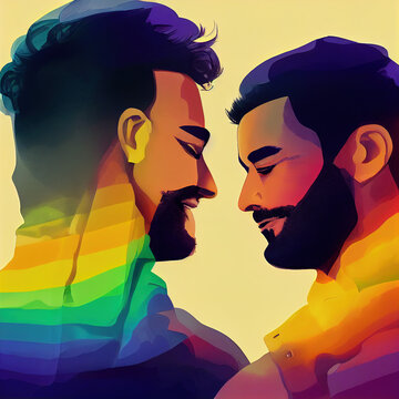 LGBTQ. Gay pride design. Homosexual relationships, A diverse community of modern gay, lesbian, bisexual, transgender. An emotion-filled close-up image