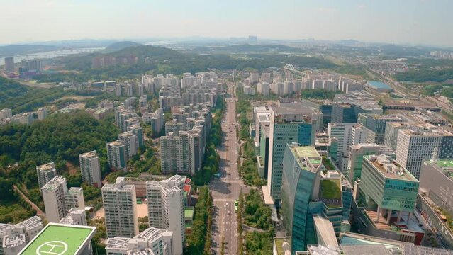 [korea drone footage] seoul city landscape, Seoul, Korea, sang-am