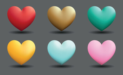 Emoji set of hearts in different colors
