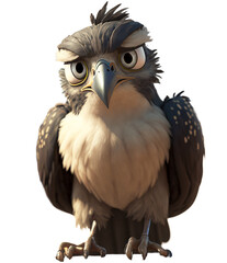 Obraz premium Osprey cartoon character bird looking concerned sitting transparent background created with Generative AI technology