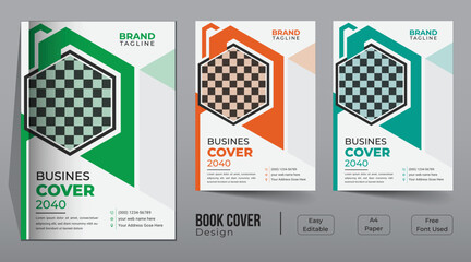 Corporate business book cover template design with Leaflet presentation, annual report, book cover templates layout in A4 size