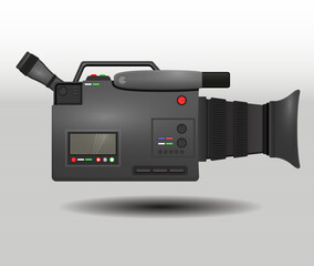 Video Camera Recorder Realistic Design, camera video recorder with microphone and view finder