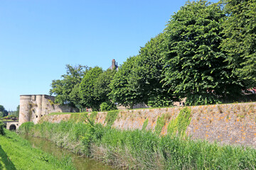 Fototapeta na wymiar Old city walls of Bergues, France