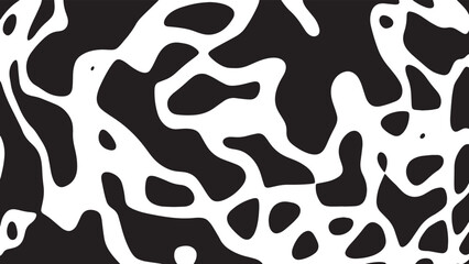 Black and white cow pattern animal skin texture. Abstract round shapes background design.
