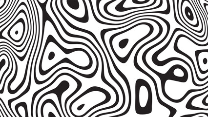 Black and white line pattern abstract background texture. Curvy and wavy backdrop.