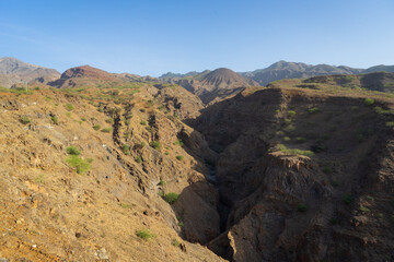 Scenic landscape in the mountains in Cabo Verde, Africa