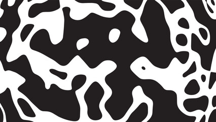 Black and white cow pattern animal skin texture. Abstract round shapes background design.