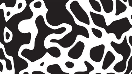 Black and white cow pattern animal skin texture. Abstract round shapes background design.