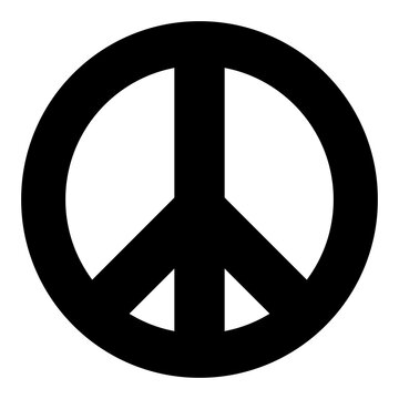 Clean & simple black peace sign illustration, line art, clipart, geometric, icon, object, shape, symbol, etc. PNG with transparent background. Design elements for websites and other graphics.
