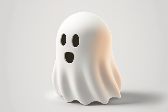 Holiday Ghost adorable ghostly figure. realistic design component with a plastic toon look. Icon on a white backdrop, isolated. a based image. Generative AI
