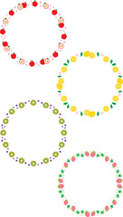 メッセージカードに使えるフレーム 枠 フルーツのイラスト