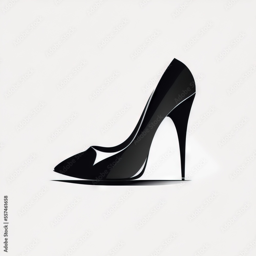 Poster a pair of high heeled shoes with a high heel on a white background with a shadow of the shoe. genera