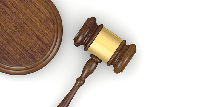 judge hammer 3d illustration with white background