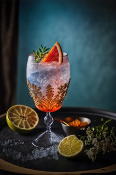 Alcoholic drink cocktail illustration made with Generative AI
