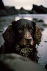 Cute happy dog  Generative AI