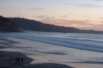 Sunset Over Coastal Mountains with Pier